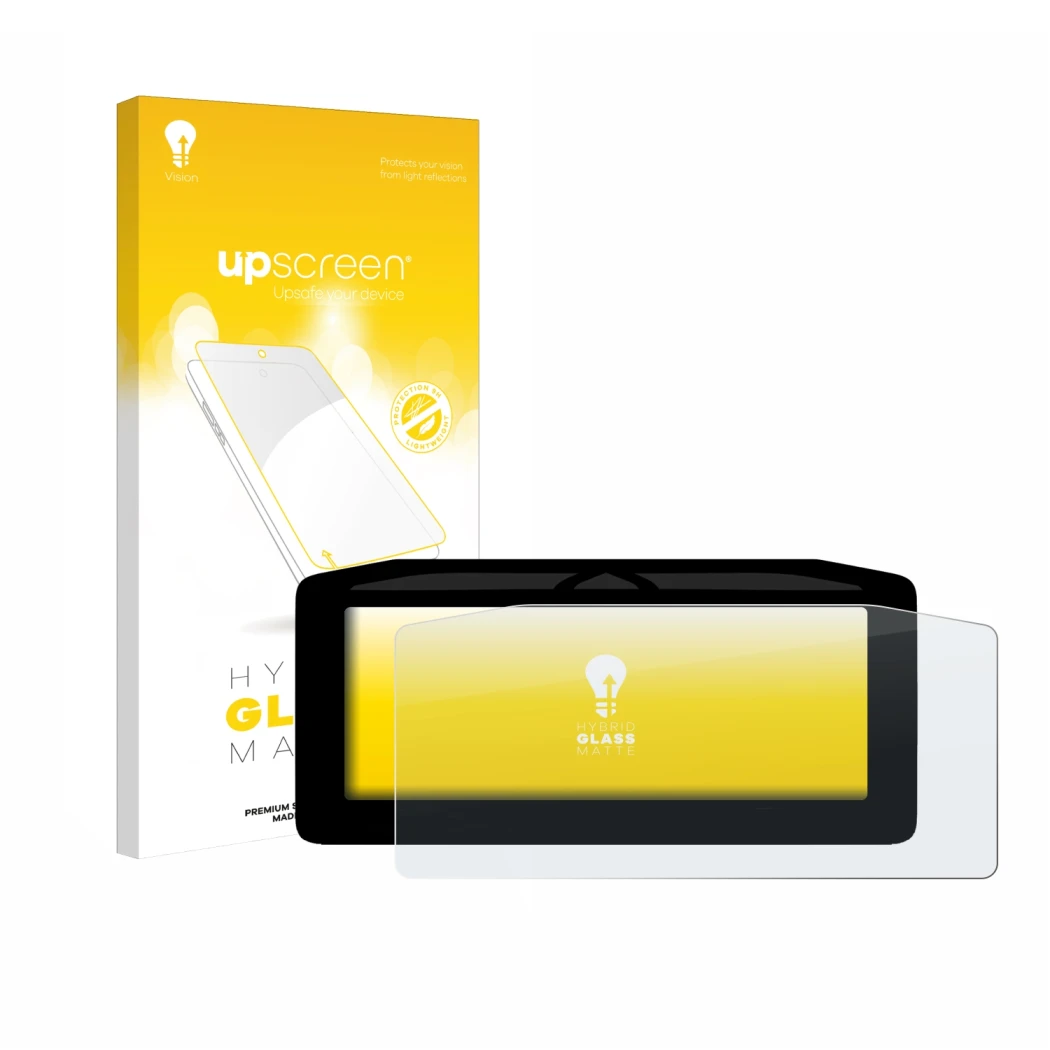 Vorderseite einer Produktverpackung mit dem Markenlogo upscreen. Daneben ist das Gerät Ducati XDiavel V4 2025 Tachoanzeige mit