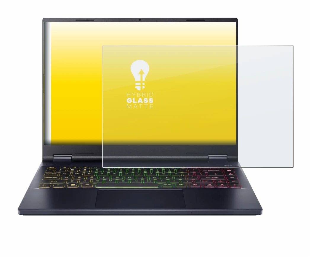 Abbildung des Geräts Acer Predator Helios Neo 14 AI mit einer Vielzahl des Displayschutzes.