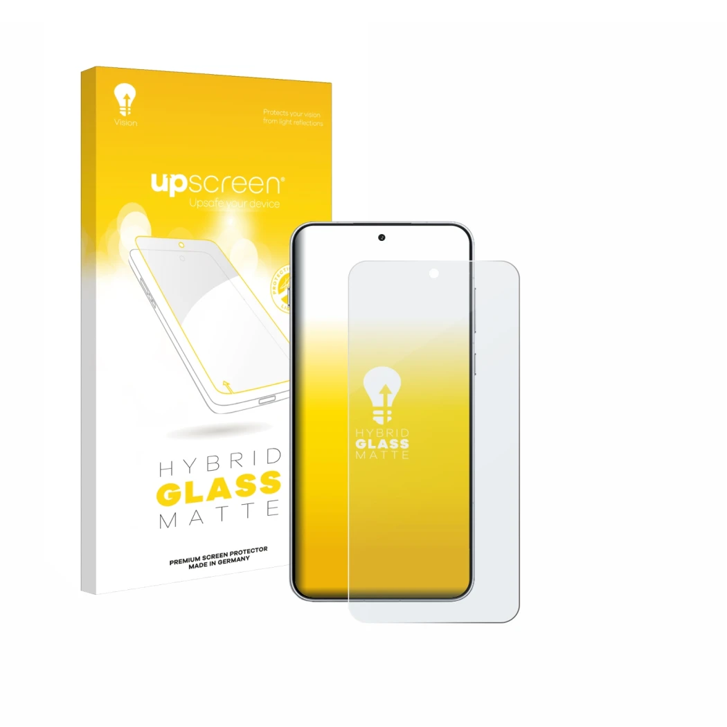 Vorderseite einer Produktverpackung mit dem Markenlogo upscreen. Daneben ist das Gerät OnePlus 15R mit dem zugehörigen Display