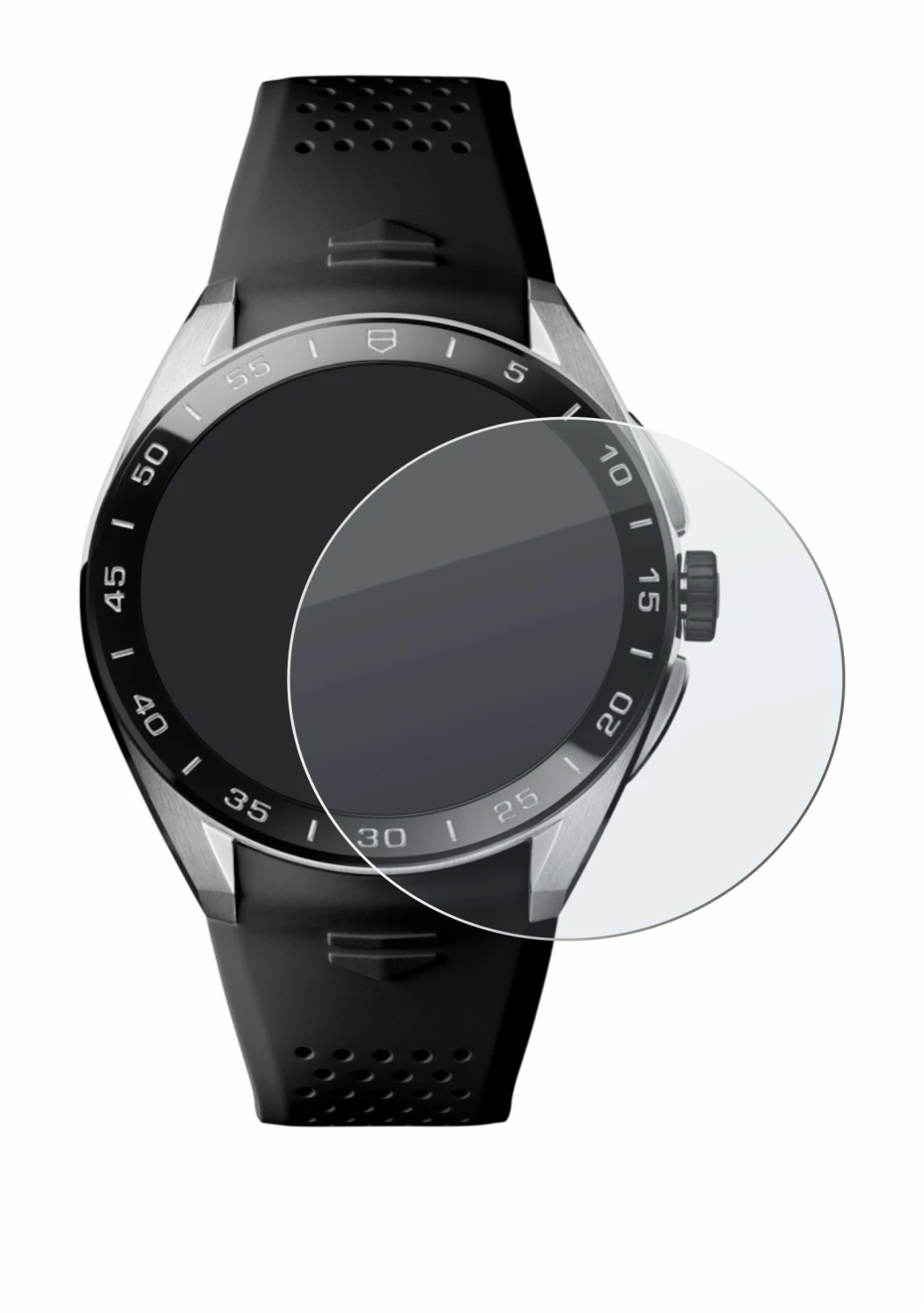 Abbildung des Geräts TAG Heuer Connected Calibre E5 (45 mm) mit einer Vielzahl des Displayschutzes.