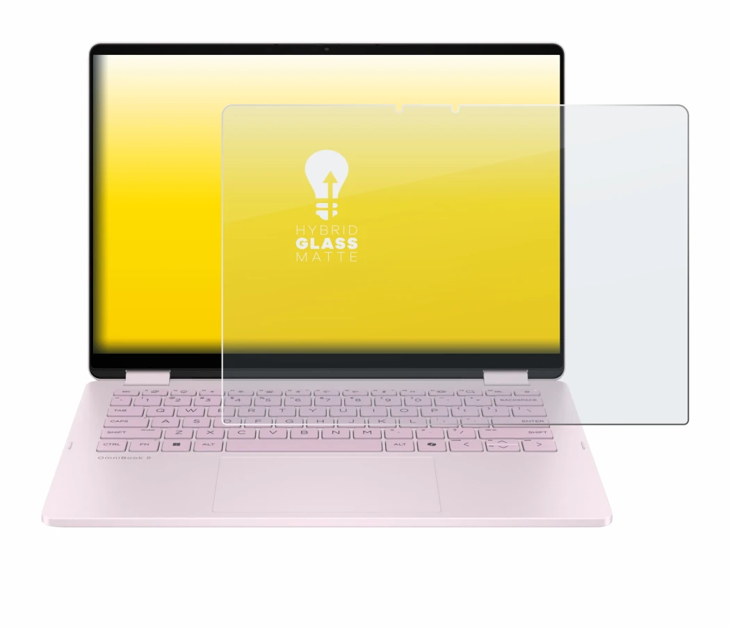 Abbildung des Geräts HP OmniBook 5 Flip 14 14-fp0153ng mit einer Vielzahl des Displayschutzes.