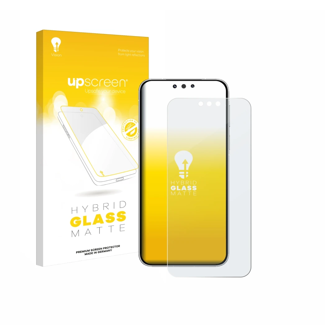 Vorderseite einer Produktverpackung mit dem Markenlogo upscreen. Daneben ist das Gerät Huawei Mate 80 Pro mit dem zugehörigen 