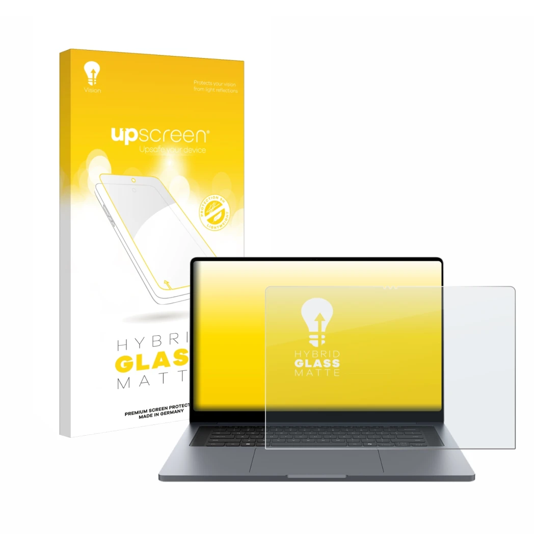 Vorderseite einer Produktverpackung mit dem Markenlogo upscreen. Daneben ist das Gerät Samsung Galaxy Book6 Ultra 16