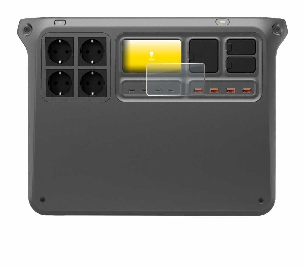 Abbildung des Geräts DJI Power 2000 mit einer Vielzahl des Displayschutzes.