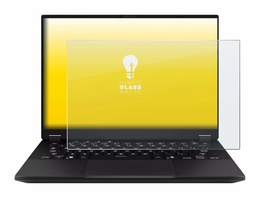 Abbildung des Geräts ASUS TUF Gaming A14 mit einer Vielzahl des Displayschutzes.