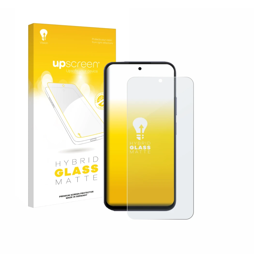 Vorderseite einer Produktverpackung mit dem Markenlogo upscreen. Daneben ist das Gerät Oppo A6x 4G mit dem zugehörigen Display