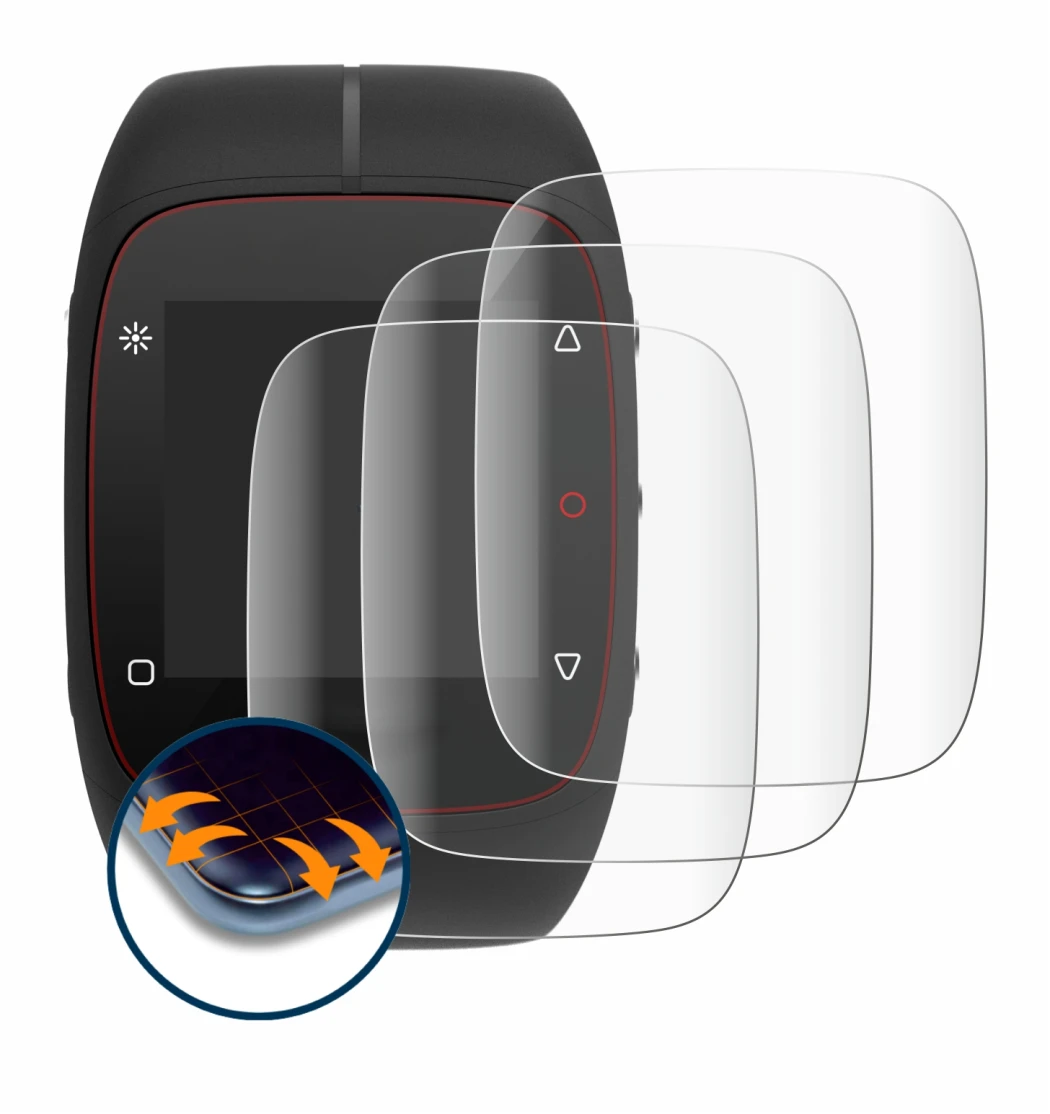 Abbildung des Geräts Polar M400 mit einer Vielzahl des Displayschutzes.