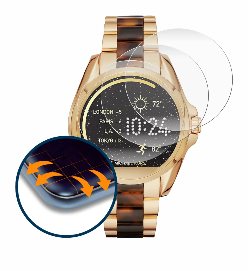 Abbildung des Geräts Michael Kors Access Bradshaw mit einer Vielzahl des Displayschutzes.
