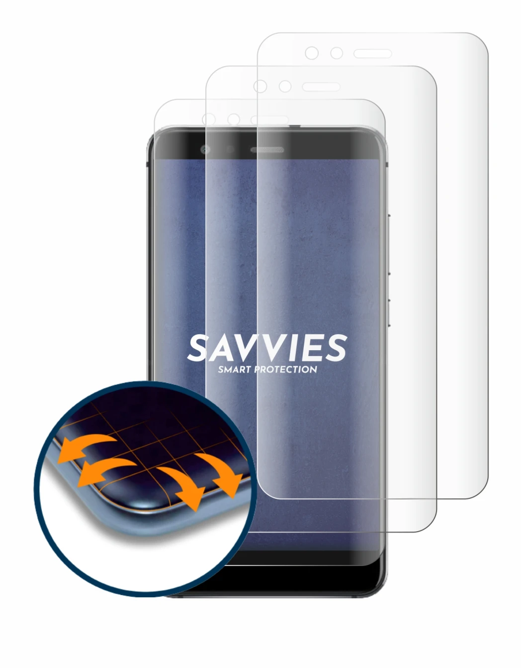 Abbildung des Geräts Huawei P10 Lite mit einer Vielzahl des Displayschutzes.