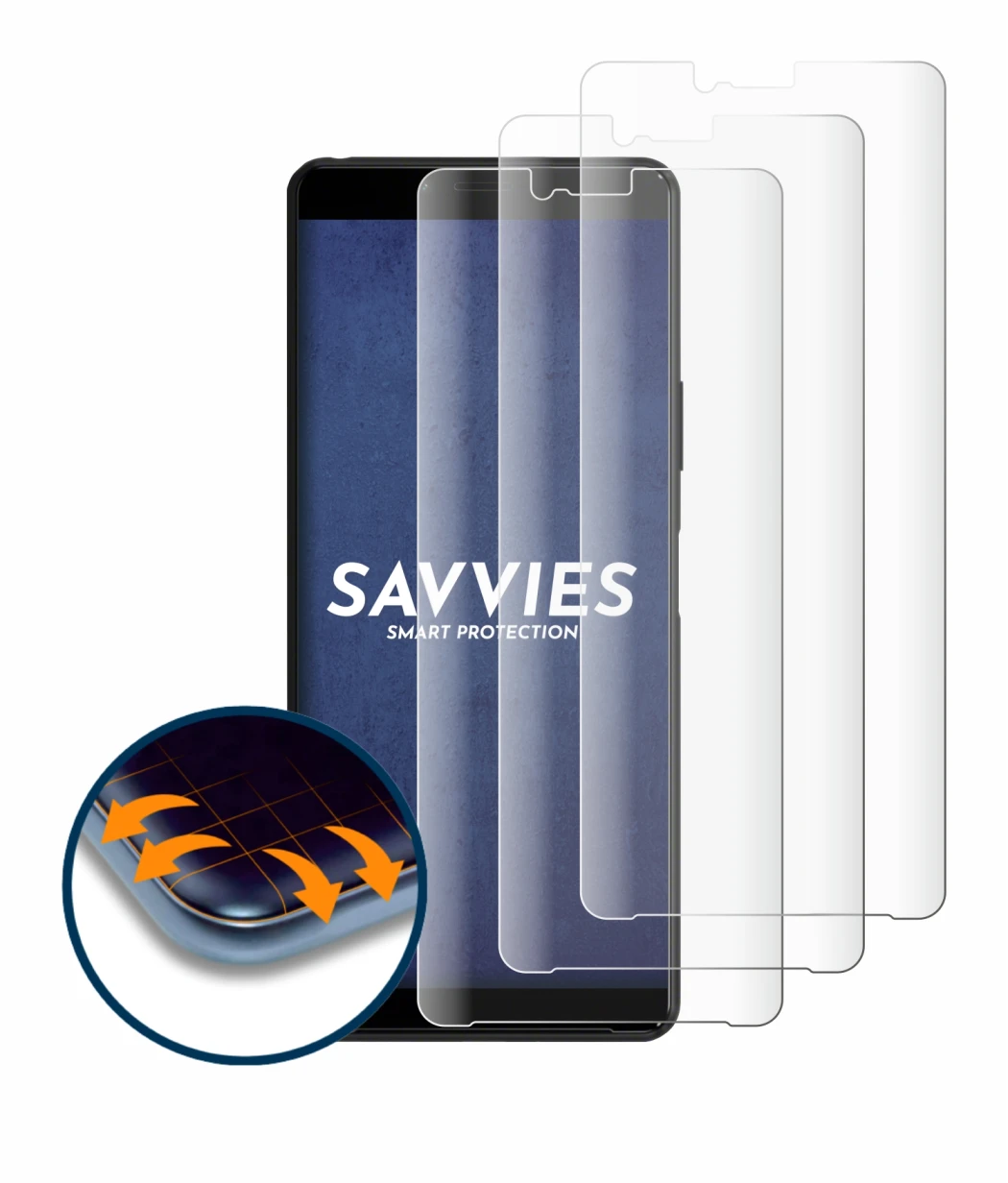 Abbildung des Geräts Sony Xperia 10 II mit einer Vielzahl des Displayschutzes.