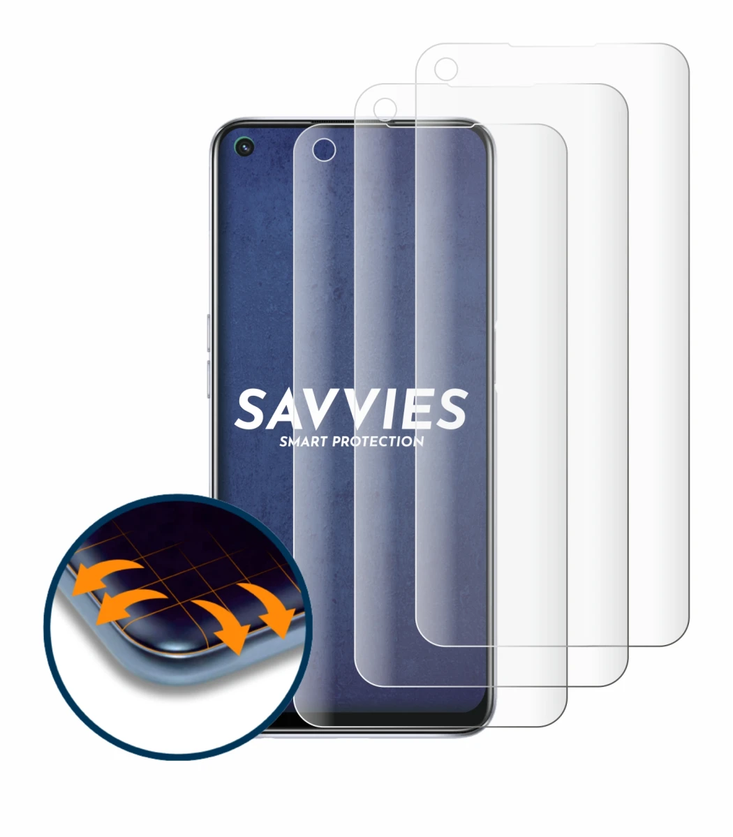 Abbildung des Geräts Oppo A54 5G mit einer Vielzahl des Displayschutzes.