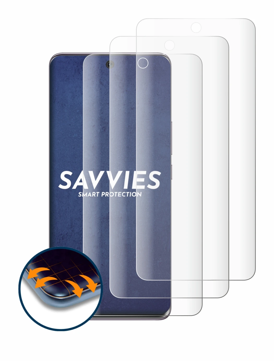 Abbildung des Geräts Honor 50 mit einer Vielzahl des Displayschutzes.