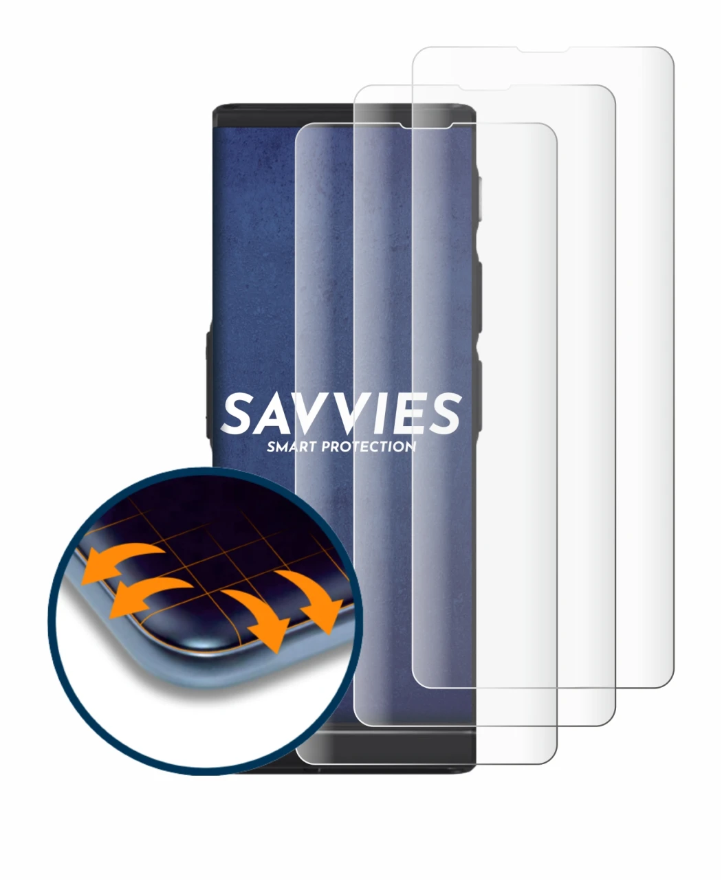 Abbildung des Geräts Vasco Translator V4 mit einer Vielzahl des Displayschutzes.