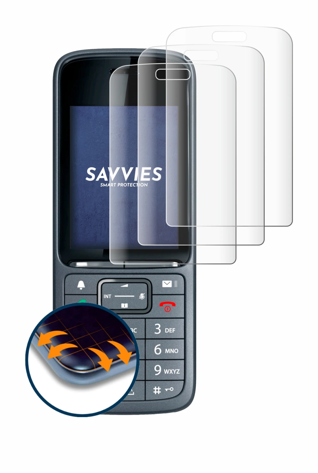 Abbildung des Geräts Gigaset SL800H Pro mit einer Vielzahl des Displayschutzes.