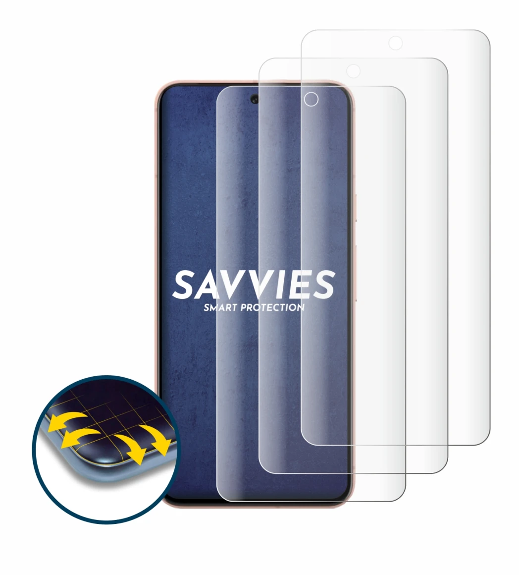 Abbildung des Geräts Google Pixel 8 mit einer Vielzahl des Displayschutzes.