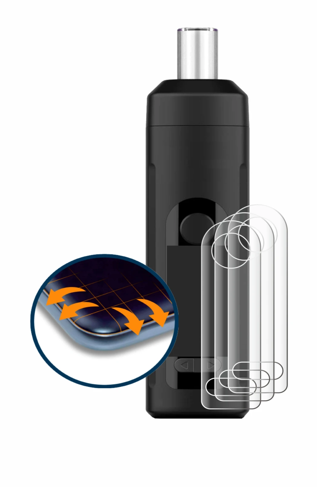 Abbildung des Geräts Norddampf Relict mit einer Vielzahl des Displayschutzes.