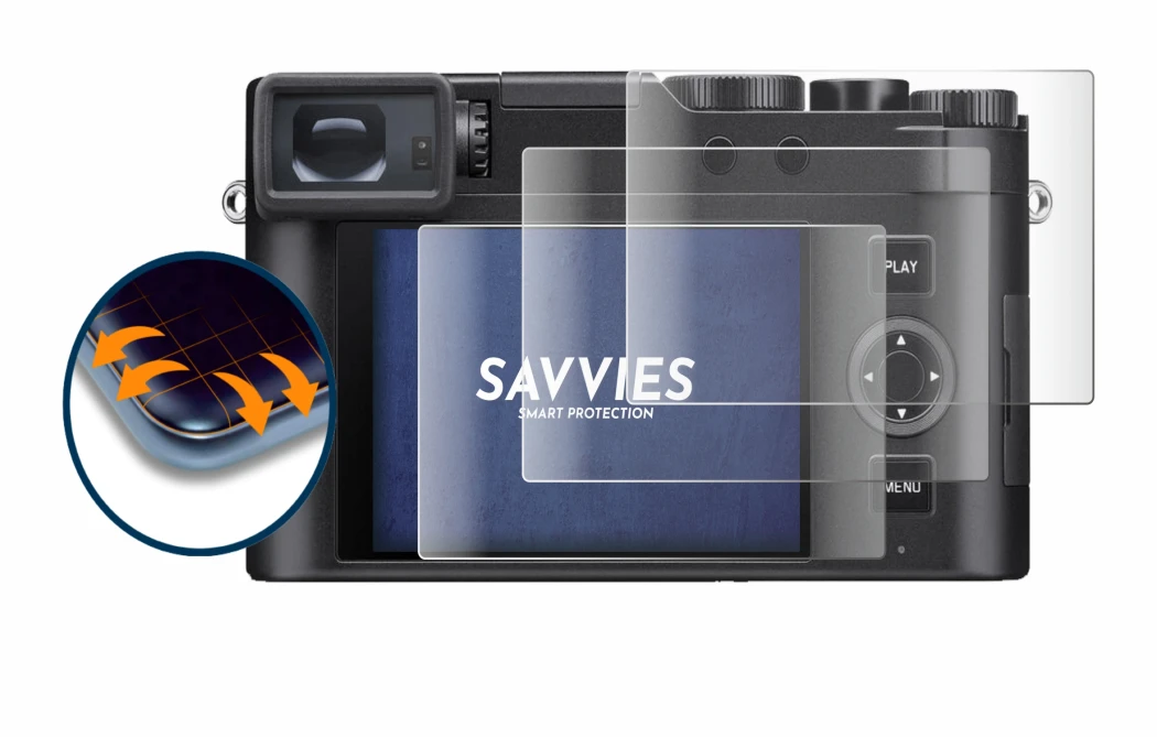 Abbildung des Geräts Leica D-Lux 8 mit einer Vielzahl des Displayschutzes.