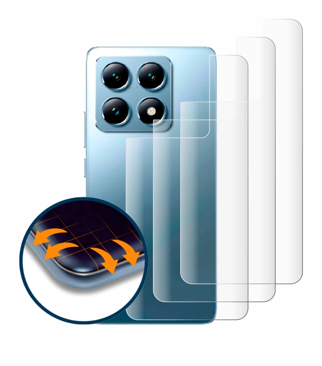 Abbildung des Geräts Xiaomi 14T Pro (Rückseite) mit einer Vielzahl des Displayschutzes.