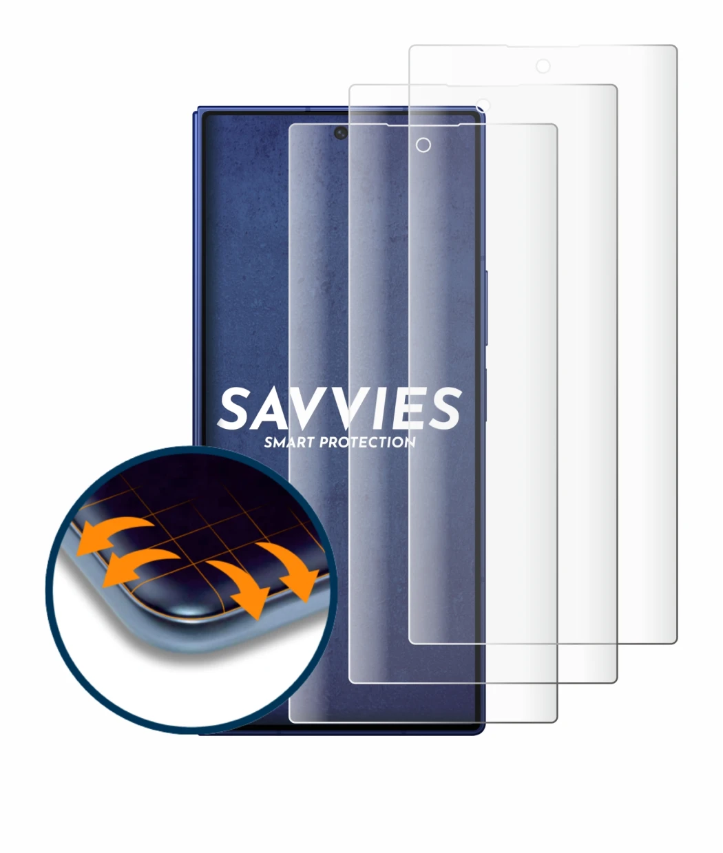 Abbildung des Geräts Samsung Galaxy Z Fold 7 mit einer Vielzahl des Displayschutzes.