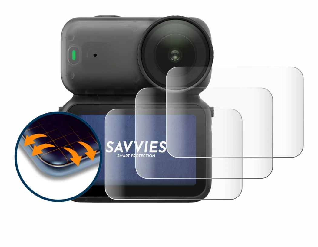 Abbildung des Geräts DJI Osmo Nano mit einer Vielzahl des Displayschutzes.