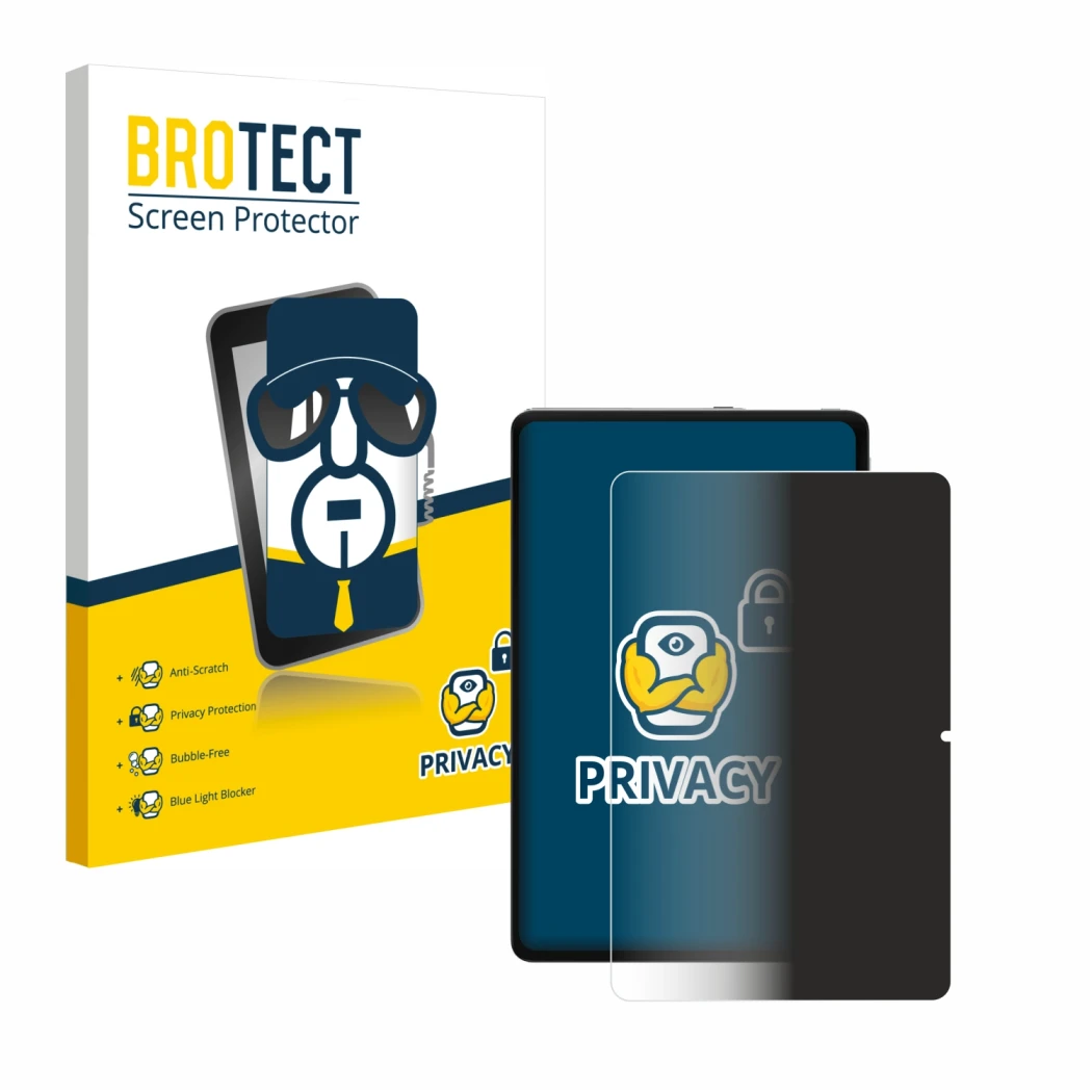 Vorderseite einer Produktverpackung mit dem Markenlogo BROTECT. Daneben ist das Gerät Xiaomi Redmi Pad Pro mit dem zugehörigen