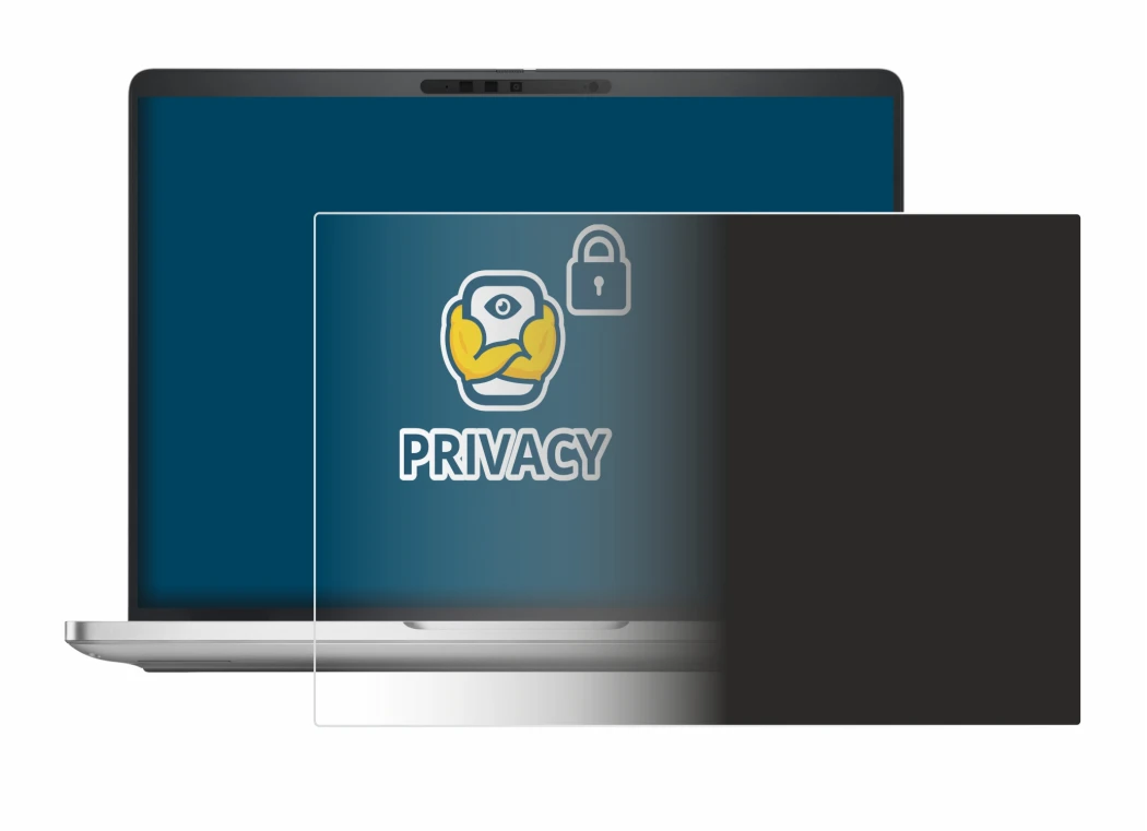 Abbildung des Geräts Dell Pro 13 Plus Laptop mit einer Vielzahl des Displayschutzes.