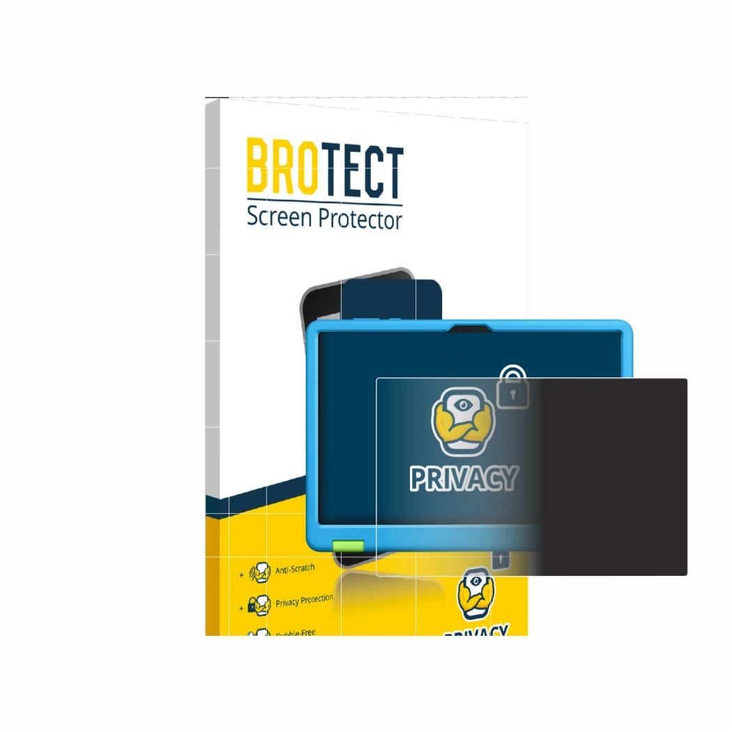 Vorderseite einer Produktverpackung mit dem Markenlogo BROTECT. Daneben ist das Gerät Honor Pad X8a Kids Edition mit dem zugeh