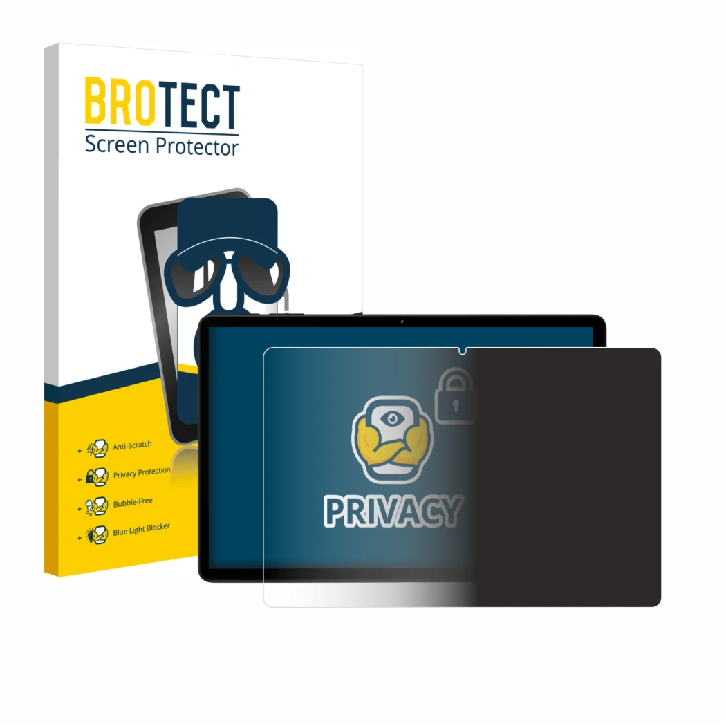 Vorderseite einer Produktverpackung mit dem Markenlogo BROTECT. Daneben ist das Gerät Doogee Tab G6 mit dem zugehörigen Displa