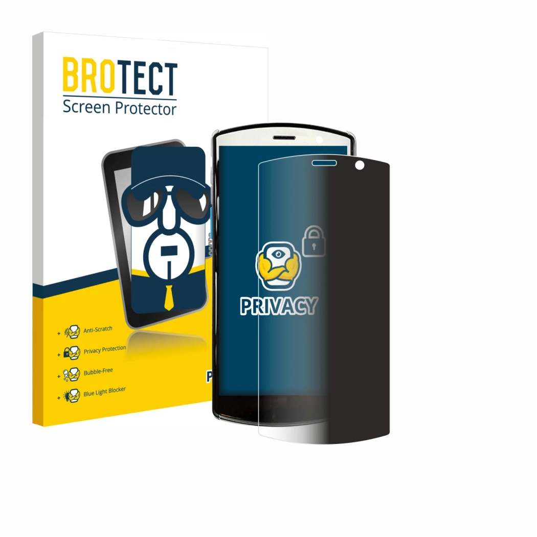 Vorderseite einer Produktverpackung mit dem Markenlogo BROTECT. Daneben ist das Gerät Unitech EA510 mit dem zugehörigen Displa