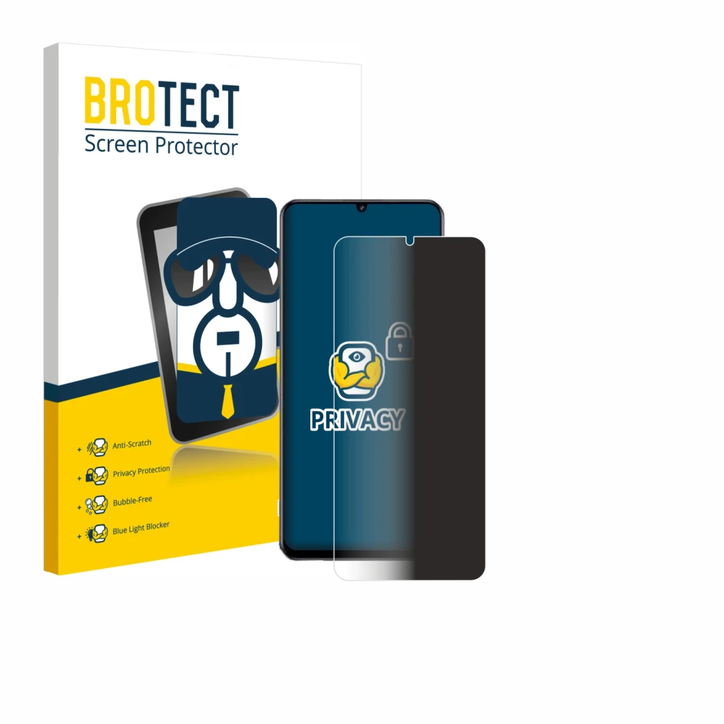 Vorderseite einer Produktverpackung mit dem Markenlogo BROTECT. Daneben ist das Gerät realme Note 70 mit dem zugehörigen Displ