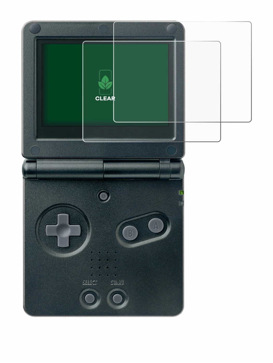Abbildung des Geräts Nintendo Gameboy Advance GBA SP mit einer Vielzahl des Displayschutzes.
