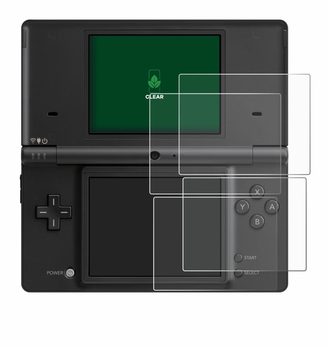 Abbildung des Geräts Nintendo DSi mit einer Vielzahl des Displayschutzes.