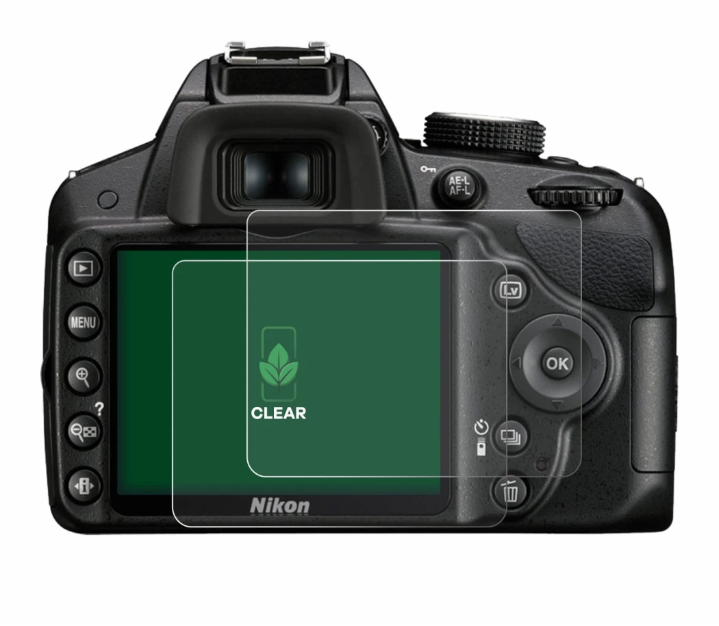 Abbildung des Geräts Nikon D3200 mit einer Vielzahl des Displayschutzes.