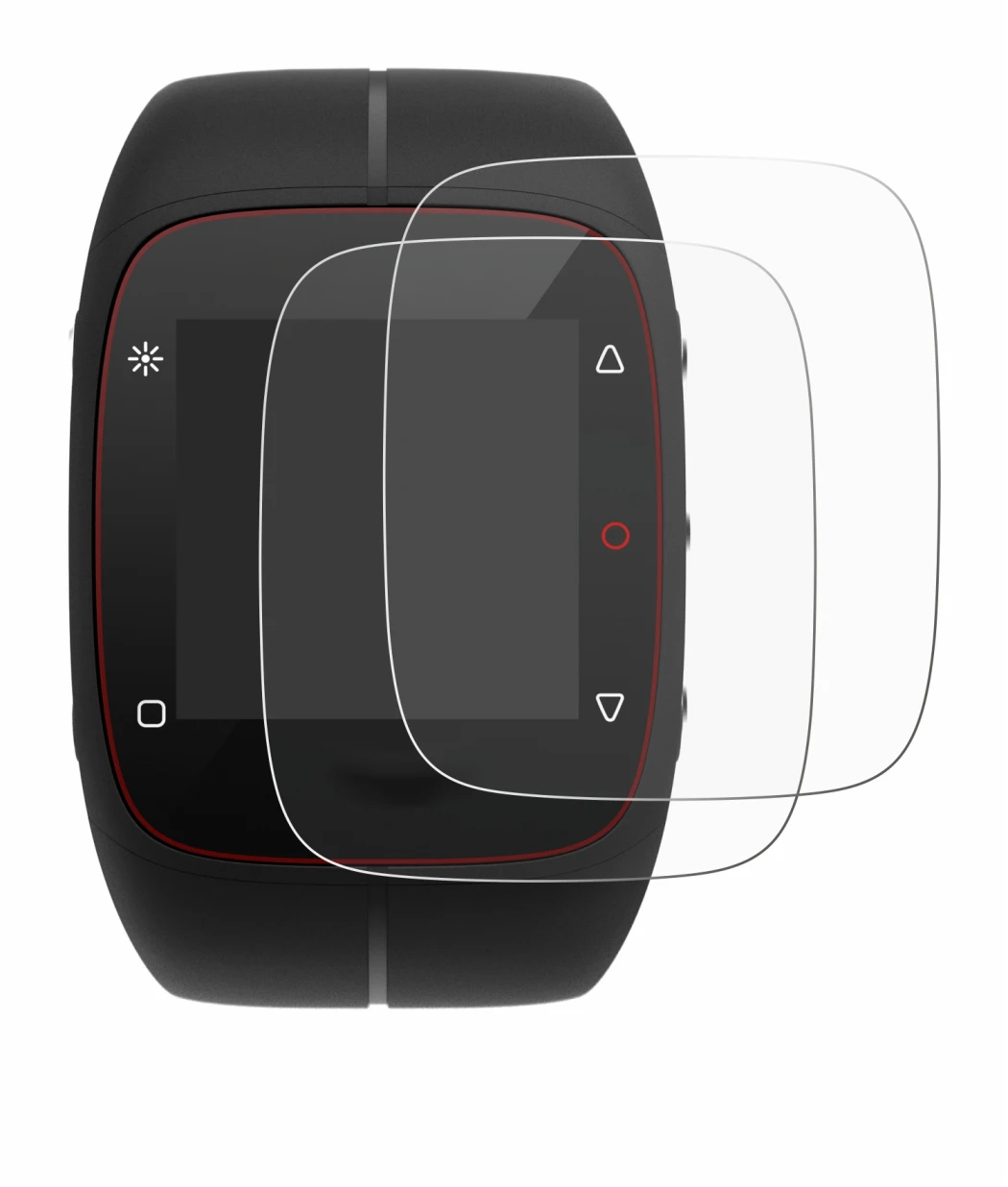 Abbildung des Geräts Polar M400 mit einer Vielzahl des Displayschutzes.