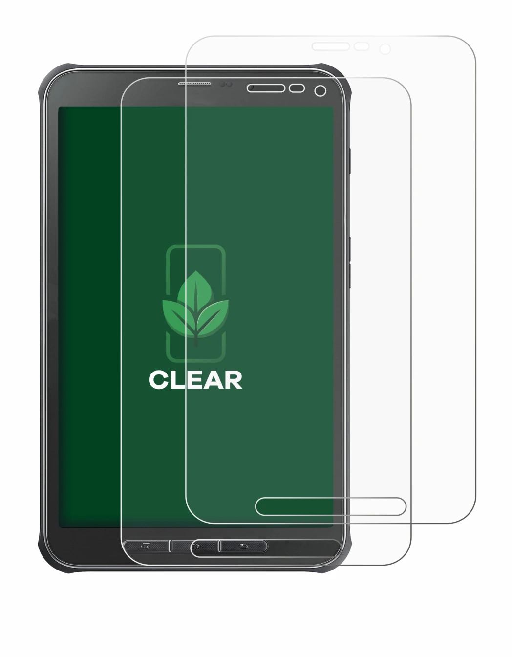 Abbildung des Geräts Samsung Galaxy Tab Active SM-T365 mit einer Vielzahl des Displayschutzes.