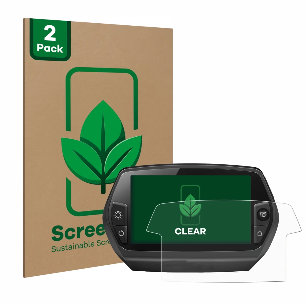 Vorderseite einer Produktverpackung mit dem Markenlogo ScreenLeaf. Daneben ist das Gerät Bosch Nyon 2014 mit dem zugehörigen D
