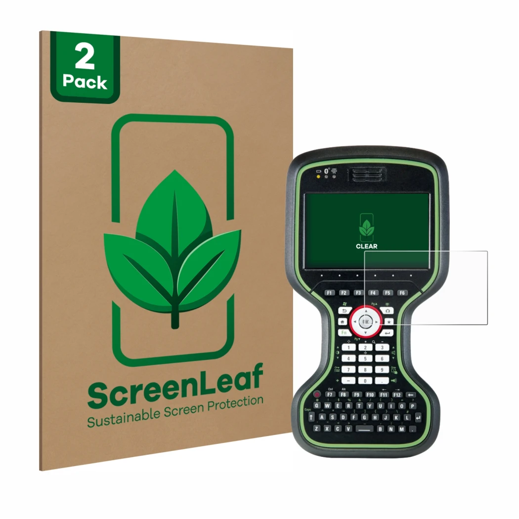 Vorderseite einer Produktverpackung mit dem Markenlogo ScreenLeaf. Daneben ist das Gerät Leica CS20 3.75G Disto mit dem zugehö