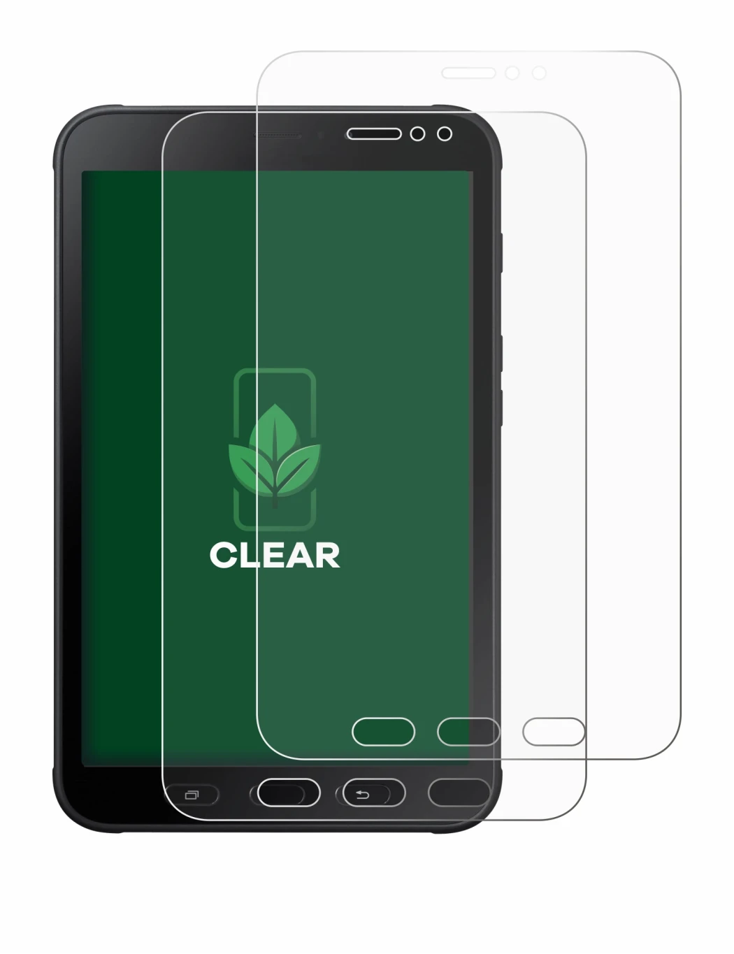 Abbildung des Geräts Samsung Galaxy Tab Active 2 mit einer Vielzahl des Displayschutzes.