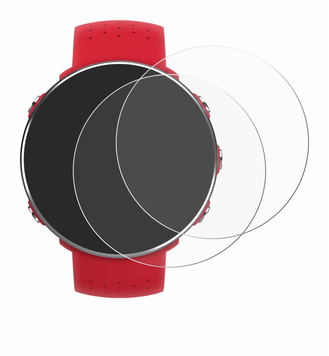 Abbildung des Geräts Polar Vantage M mit einer Vielzahl des Displayschutzes.