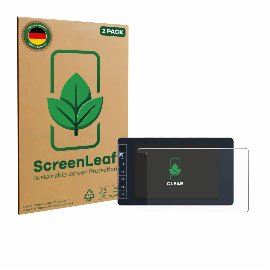 Vorderseite einer Produktverpackung mit dem Markenlogo ScreenLeaf. Daneben ist das Gerät SmallHD 703 Bolt Wireless Monitor mit