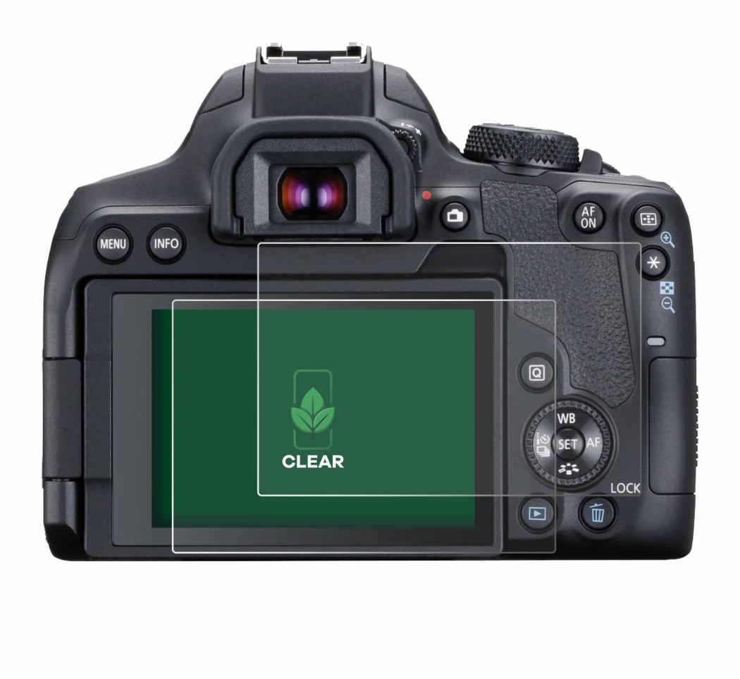 Abbildung des Geräts Canon EOS 850D mit einer Vielzahl des Displayschutzes.