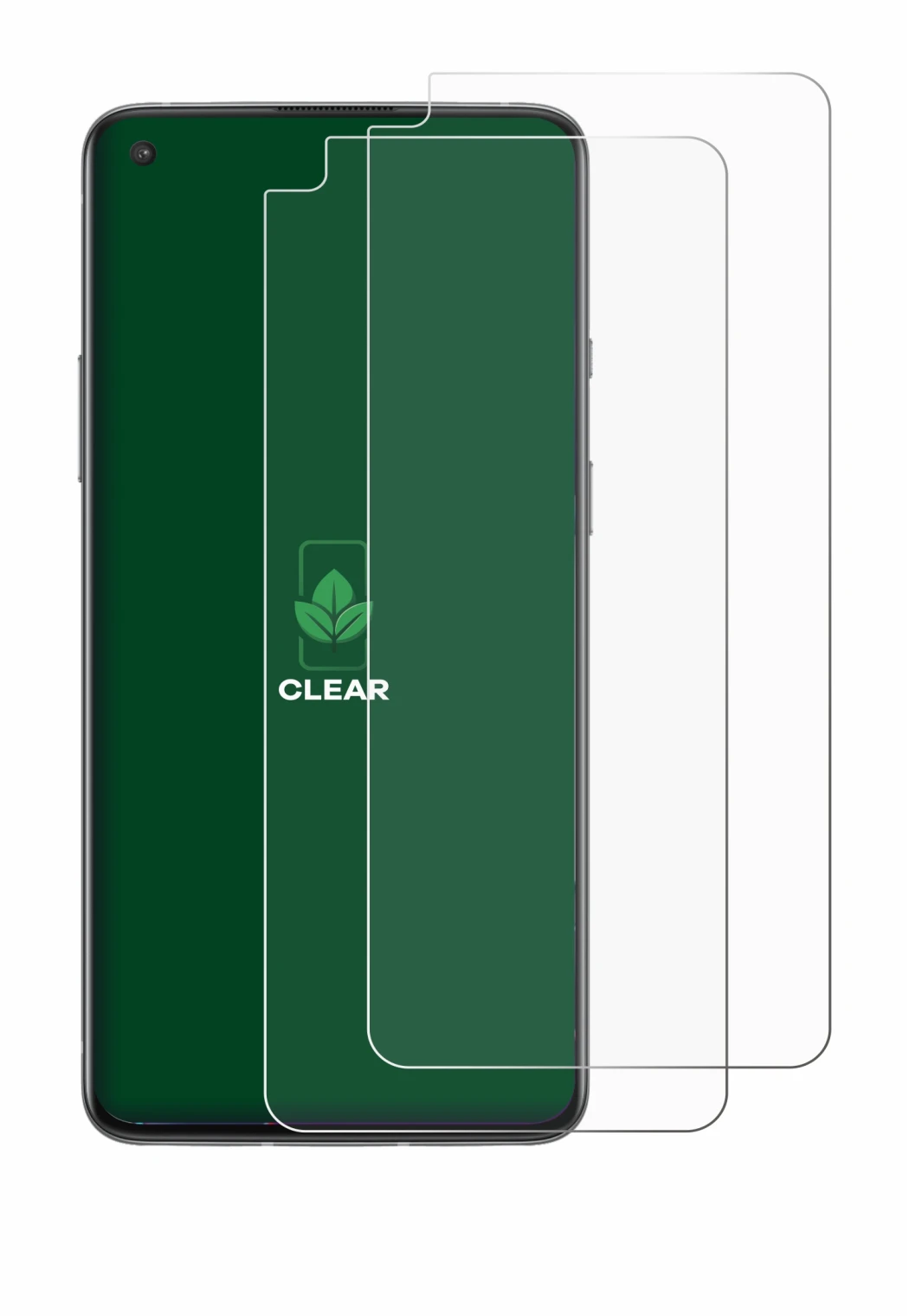 Abbildung des Geräts OnePlus 8T mit einer Vielzahl des Displayschutzes.