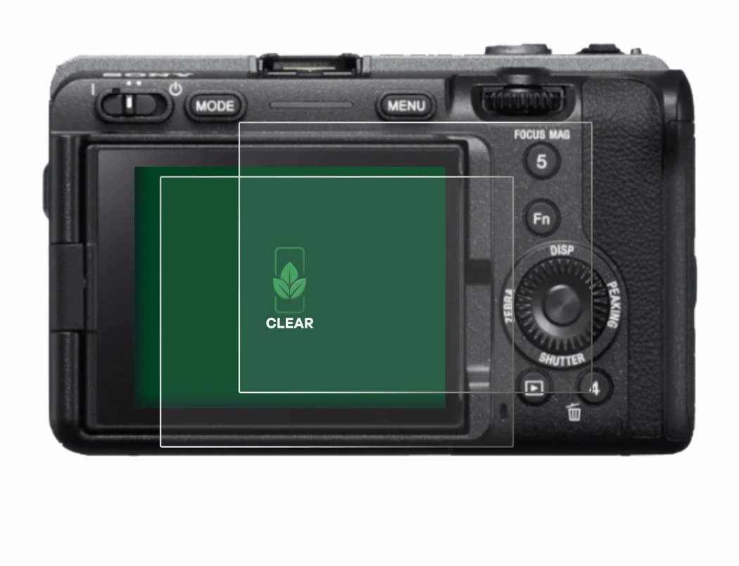 Abbildung des Geräts Sony FX3 mit einer Vielzahl des Displayschutzes.