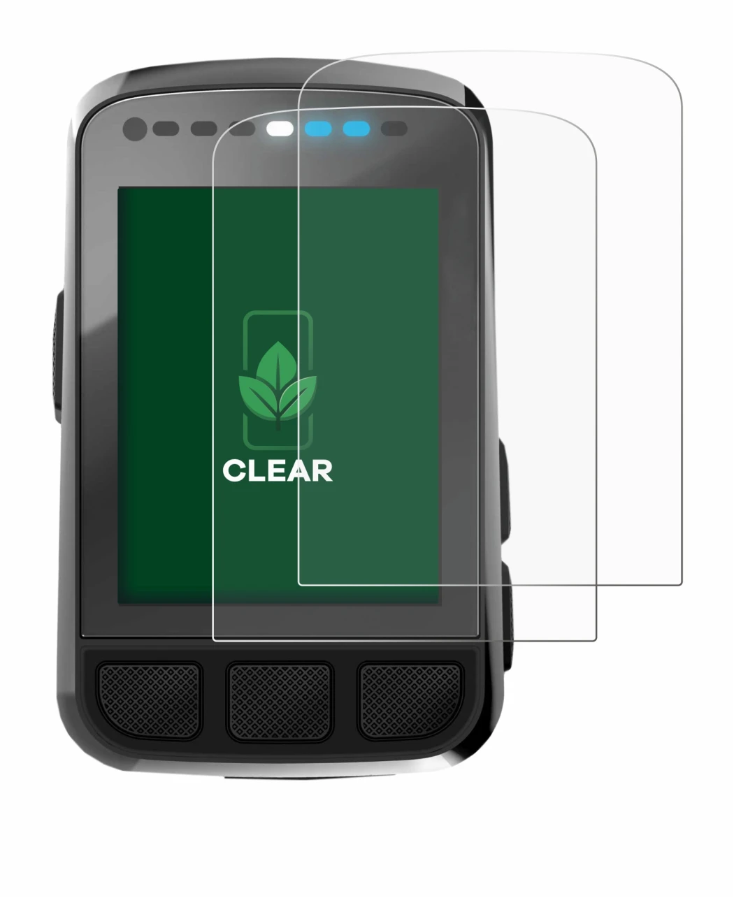 Abbildung des Geräts Wahoo Elemnt Bolt V2 GPS mit einer Vielzahl des Displayschutzes.