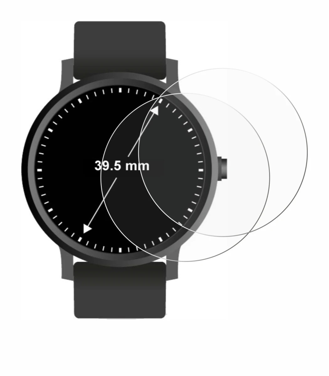 Abbildung des Geräts Kreisrunde Displays (ø: 39.5 mm) mit einer Vielzahl des Displayschutzes.