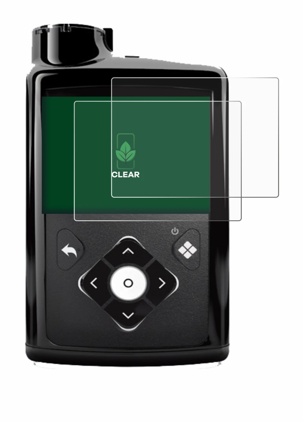 Abbildung des Geräts Medtronic Minimed 780G mit einer Vielzahl des Displayschutzes.