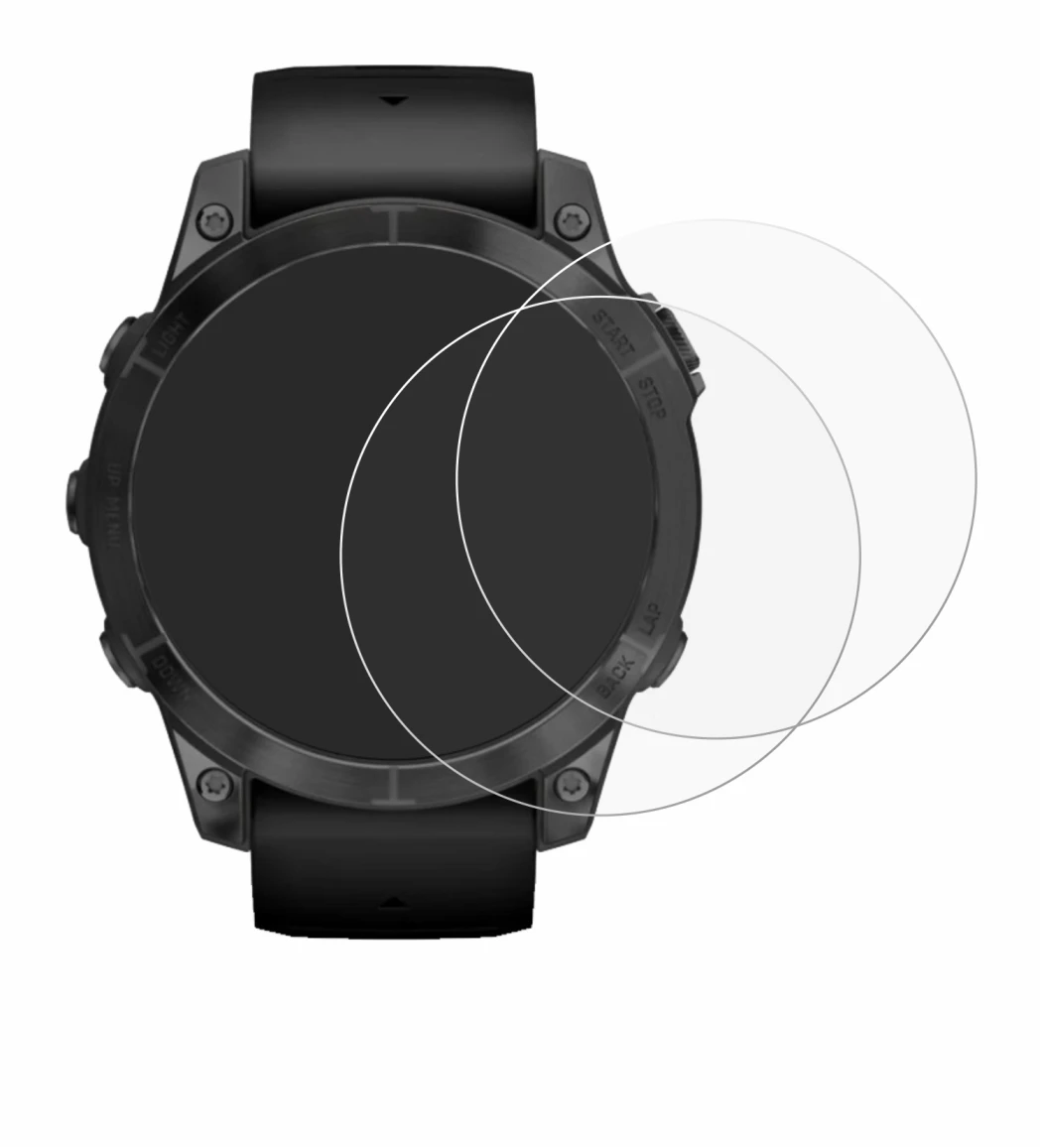 Abbildung des Geräts Garmin Epix Pro (Gen 2) (47 mm) mit einer Vielzahl des Displayschutzes.