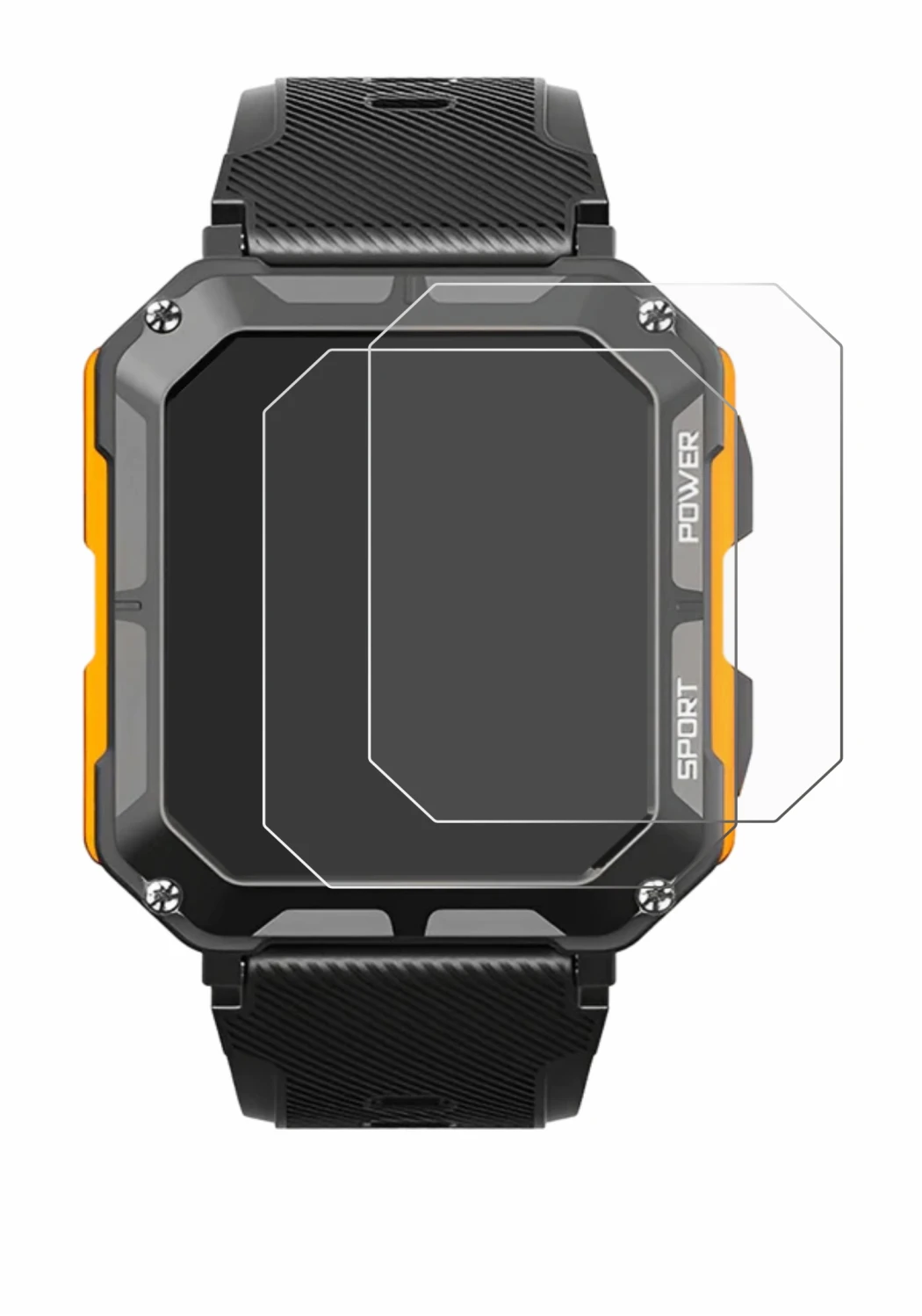 Abbildung des Geräts Njord Gear The Indestructible Smartwatch mit einer Vielzahl des Displayschutzes.