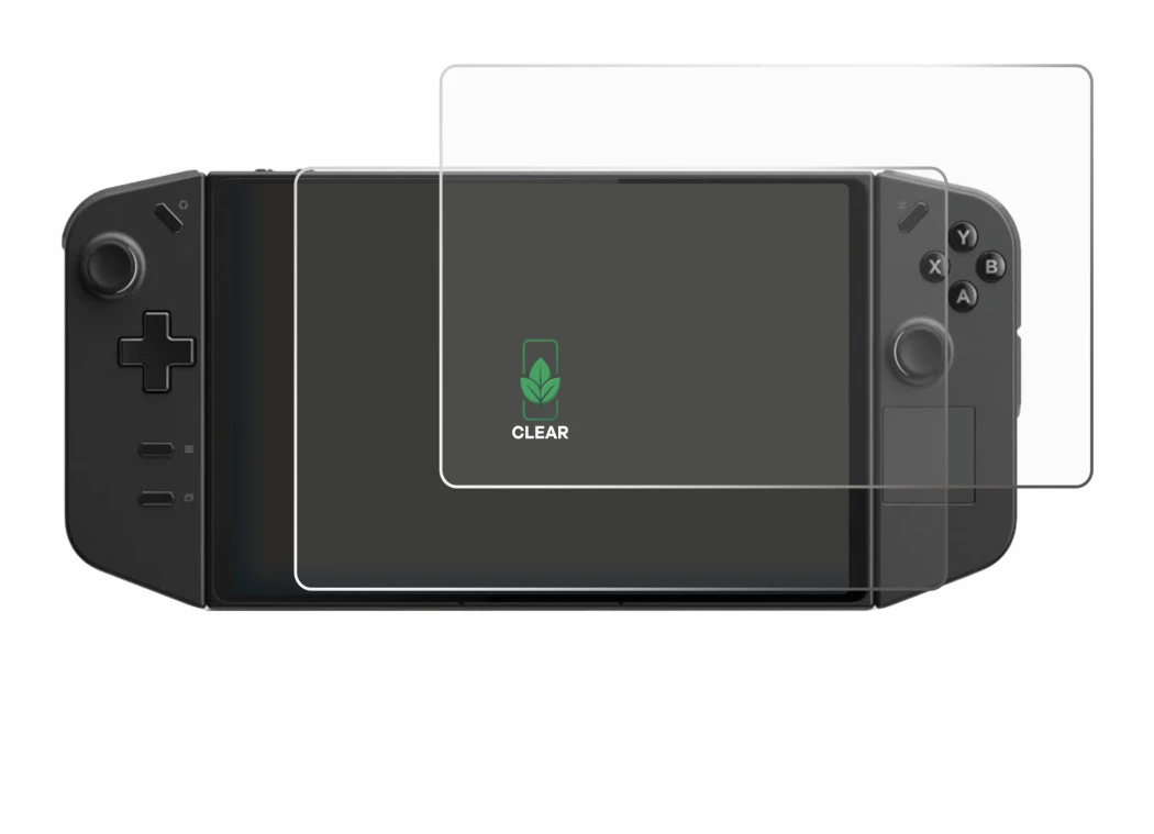 Abbildung des Geräts Lenovo Legion Go mit einer Vielzahl des Displayschutzes.