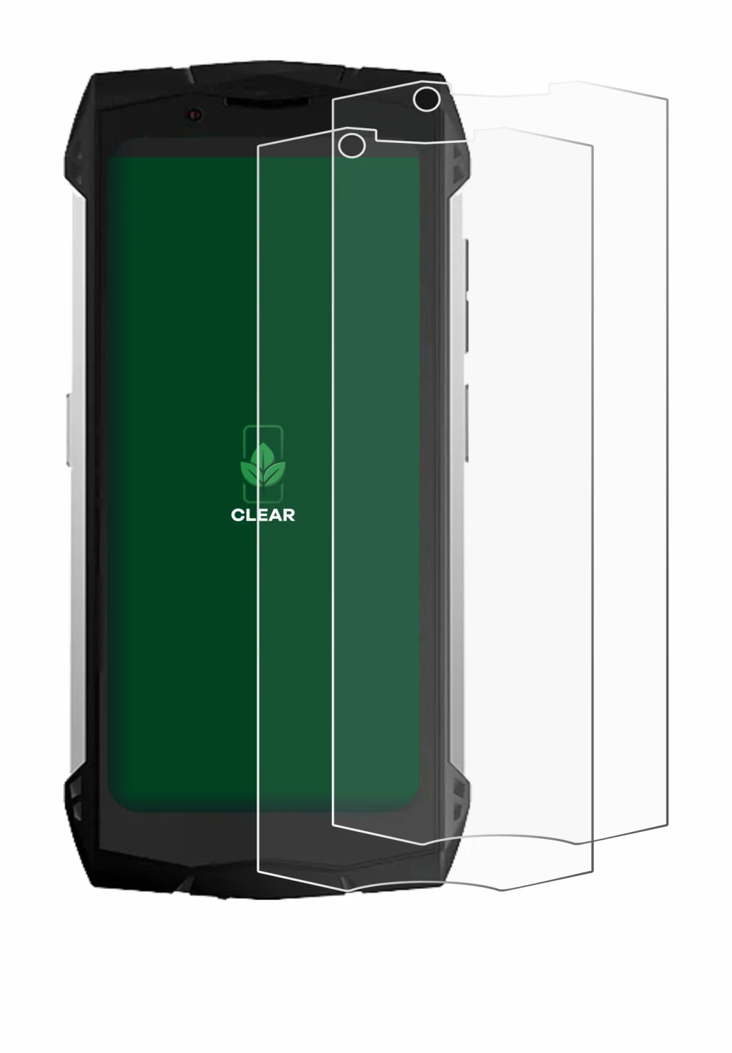 Abbildung des Geräts Doogee S Mini mit einer Vielzahl des Displayschutzes.